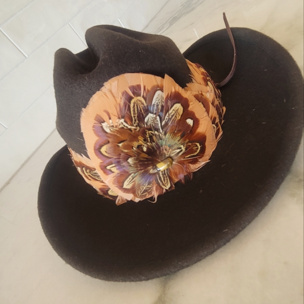 Vintage Cowboy Hat with Pink 🪶